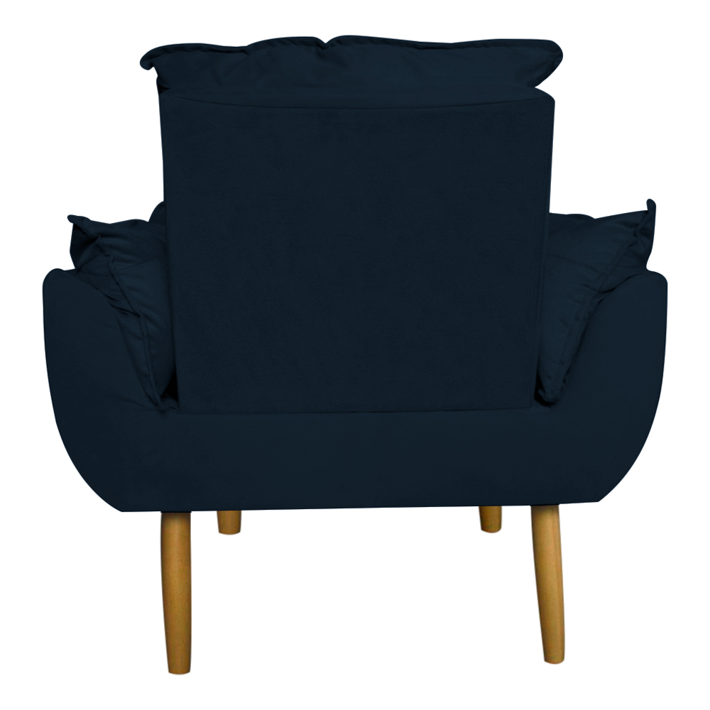 Kit 2 Poltronas Decorativa para Sala de Estar Opala Suede Azul Marinho - Montanaris Decor