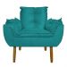 Kit 2 Poltronas Decorativa para Sala de Estar Opala Suede Azul Turquesa - Montanaris Decor