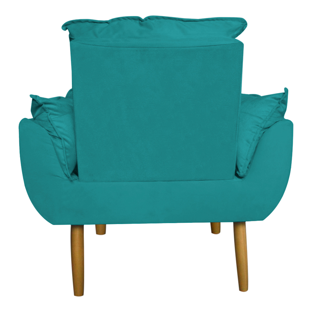 Kit 2 Poltronas Decorativa para Sala de Estar Opala Suede Azul Turquesa - Montanaris Decor