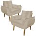 Kit 2 Poltronas Decorativa para Sala de Estar Opala Suede Bege - Montanaris Decor