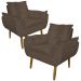 Kit 2 Poltronas Decorativa para Sala de Estar Opala Suede Cappuccino - Montanaris Decor