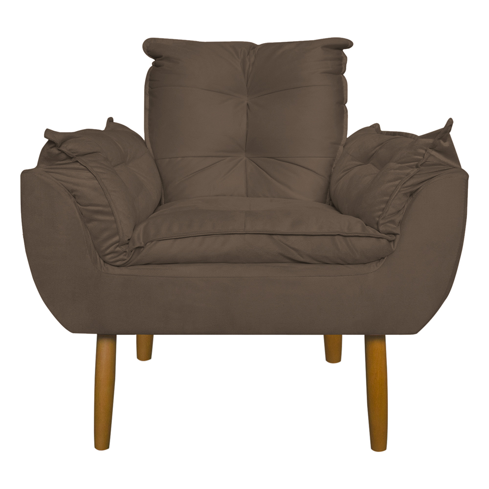 Kit 2 Poltronas Decorativa para Sala de Estar Opala Suede Cappuccino - Montanaris Decor