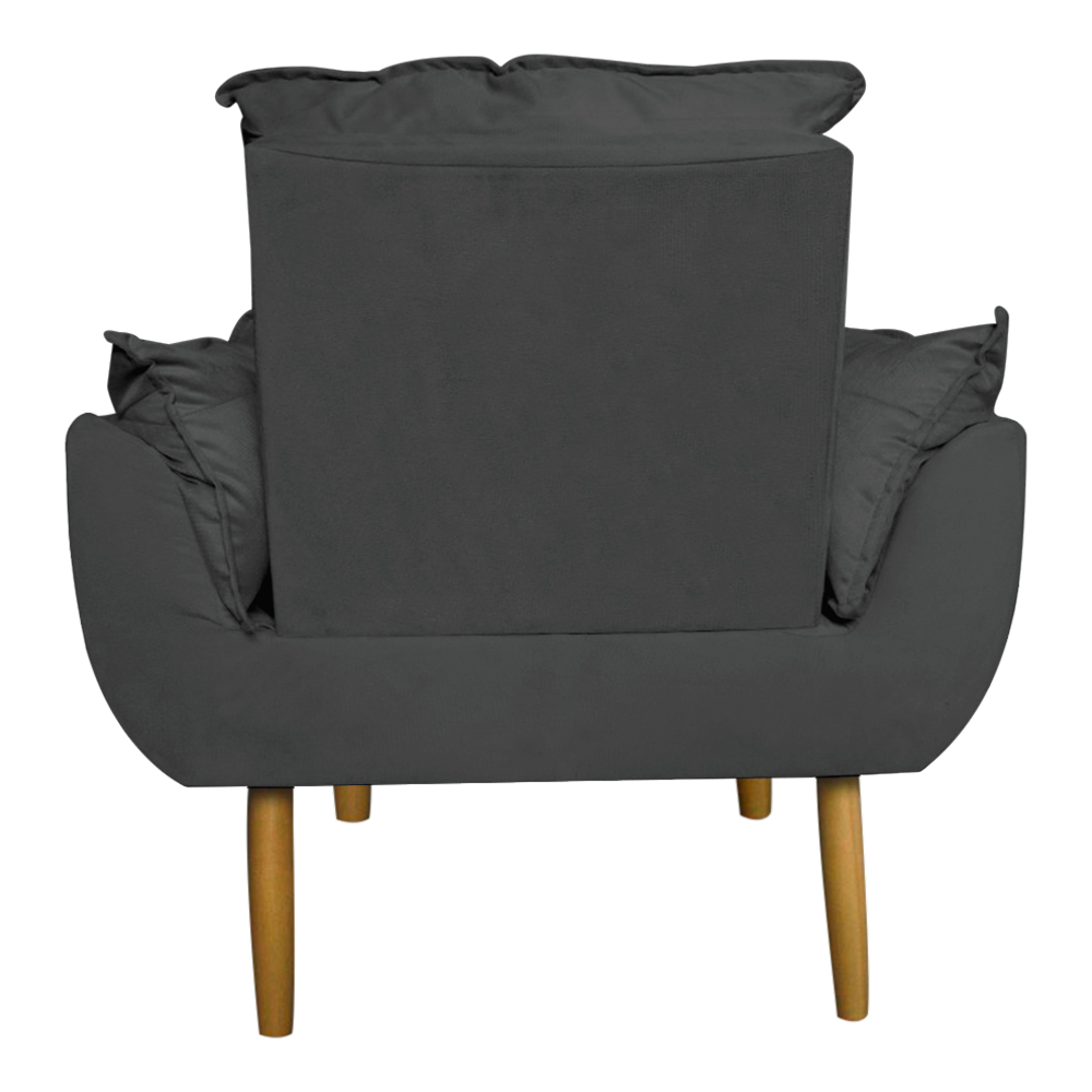 Kit 2 Poltronas Decorativa para Sala de Estar Opala Suede Cinza - Montanaris Decor