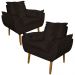 Kit 2 Poltronas Decorativa para Sala de Estar Opala Suede Marrom - Montanaris Decor