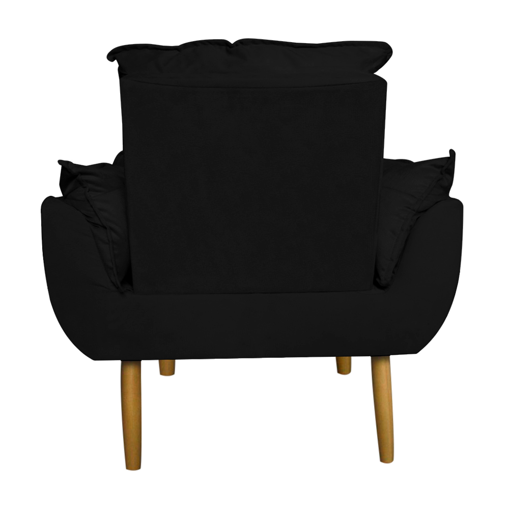 Kit 2 Poltronas Decorativa para Sala de Estar Opala Suede Preto - Montanaris Decor