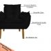 Kit 2 Poltronas Decorativa para Sala de Estar Opala Suede Preto - Montanaris Decor