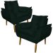 Kit 2 Poltronas Decorativa para Sala de Estar Opala Suede Verde - Montanaris Decor