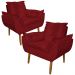 Kit 2 Poltronas Decorativa para Sala de Estar Opala Suede Vermelho - Montanaris Decor