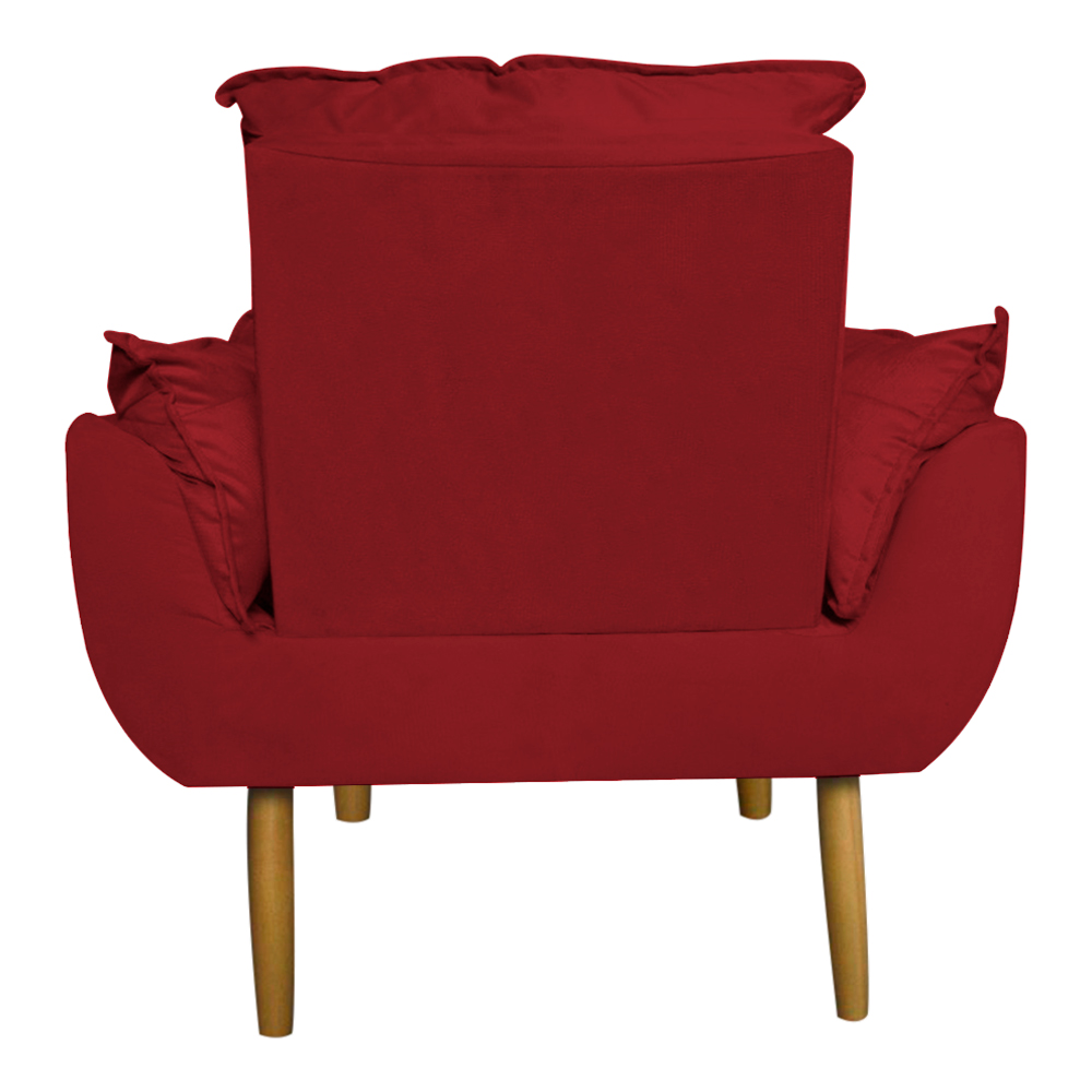 Kit 2 Poltronas Decorativa para Sala de Estar Opala Suede Vermelho - Montanaris Decor