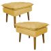 Kit 2 Puff Decorativo para Sala de Estar Opala Suede Amarelo - Montanaris Decor