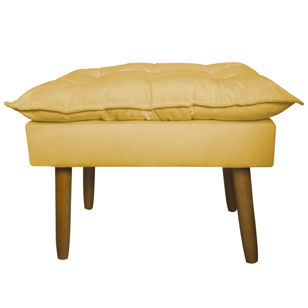 Kit 2 Puff Decorativo para Sala de Estar Opala Suede Amarelo - Montanaris Decor