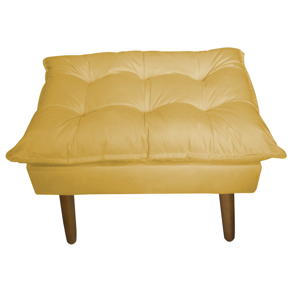 Kit 2 Puff Decorativo para Sala de Estar Opala Suede Amarelo - Montanaris Decor