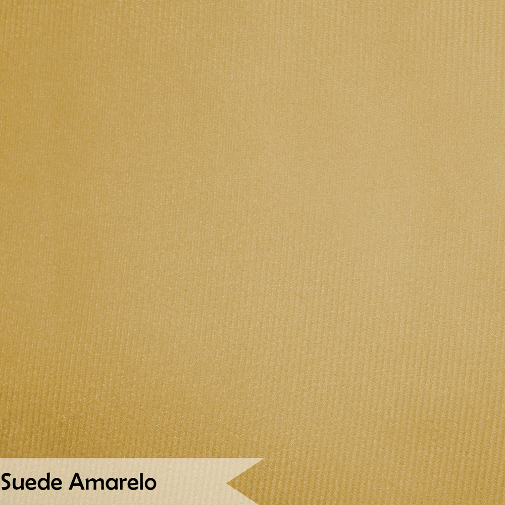 Kit 2 Puff Decorativo para Sala de Estar Opala Suede Amarelo - Montanaris Decor