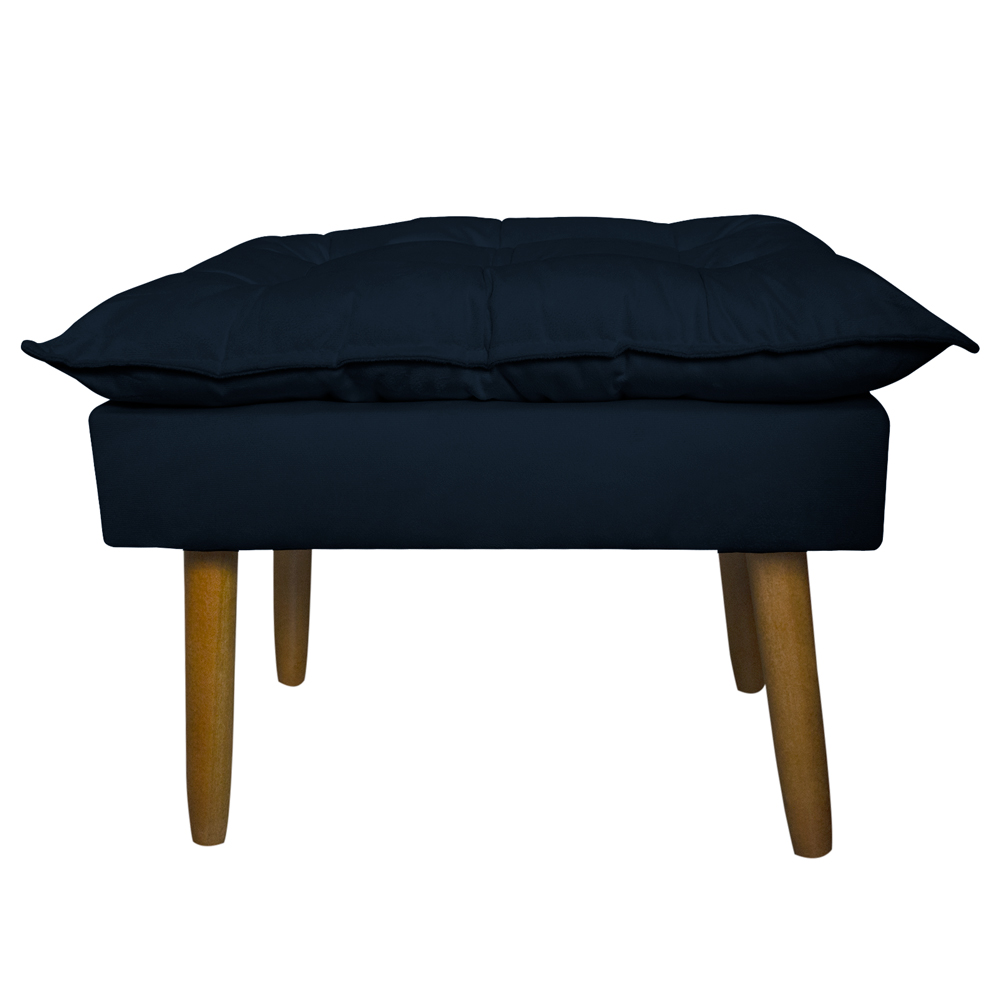 Kit 2 Puff Decorativo para Sala de Estar Opala Suede Azul Marinho - Montanaris Decor
