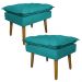 Kit 2 Puff Decorativo para Sala de Estar Opala Suede Azul Turquesa - Montanaris Decor