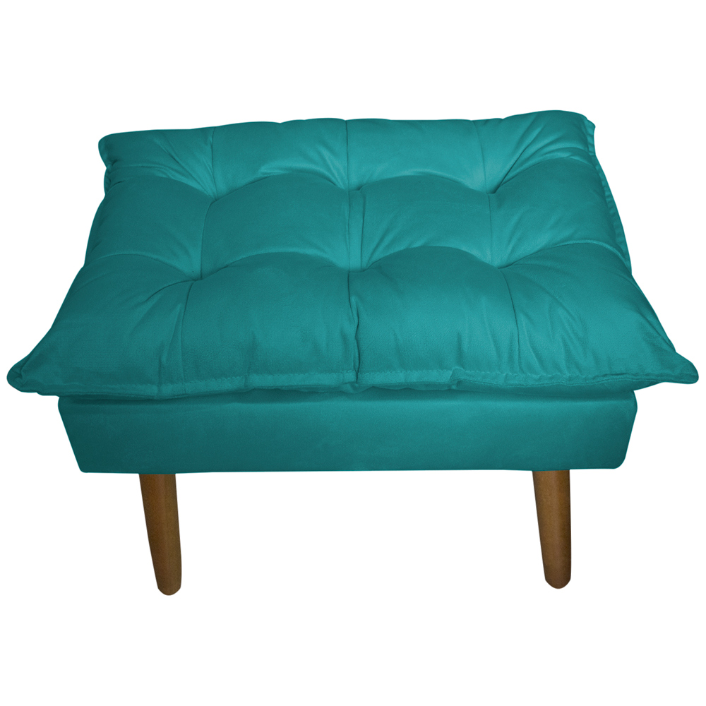 Kit 2 Puff Decorativo para Sala de Estar Opala Suede Azul Turquesa - Montanaris Decor