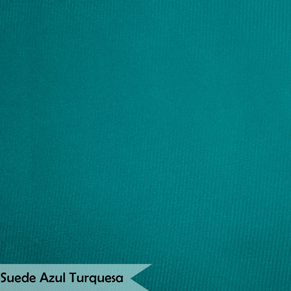 Kit 2 Puff Decorativo para Sala de Estar Opala Suede Azul Turquesa - Montanaris Decor
