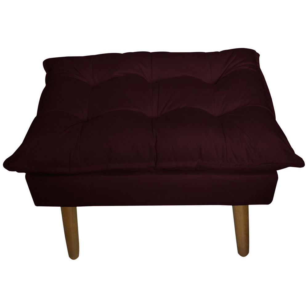 Kit 2 Puff Decorativo para Sala de Estar Opala Suede Bordô - Montanaris Decor