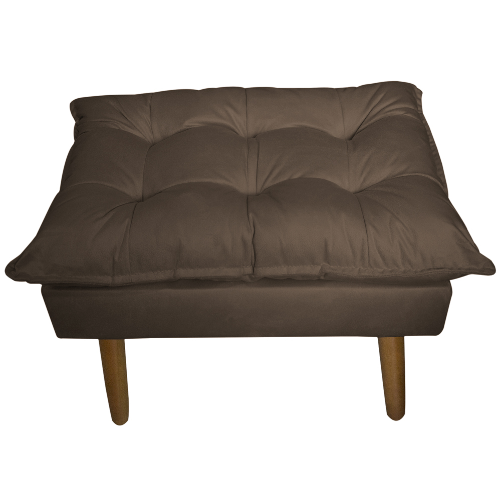 Kit 2 Puff Decorativo para Sala de Estar Opala Suede Cappuccino - Montanaris Decor