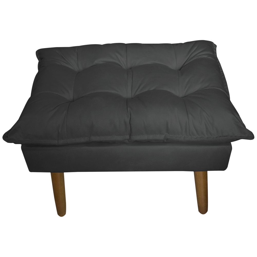 Kit 2 Puff Decorativo para Sala de Estar Opala Suede Cinza - Montanaris Decor