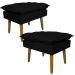 Kit 2 Puff Decorativo para Sala de Estar Opala Suede Preto - Montanaris Decor