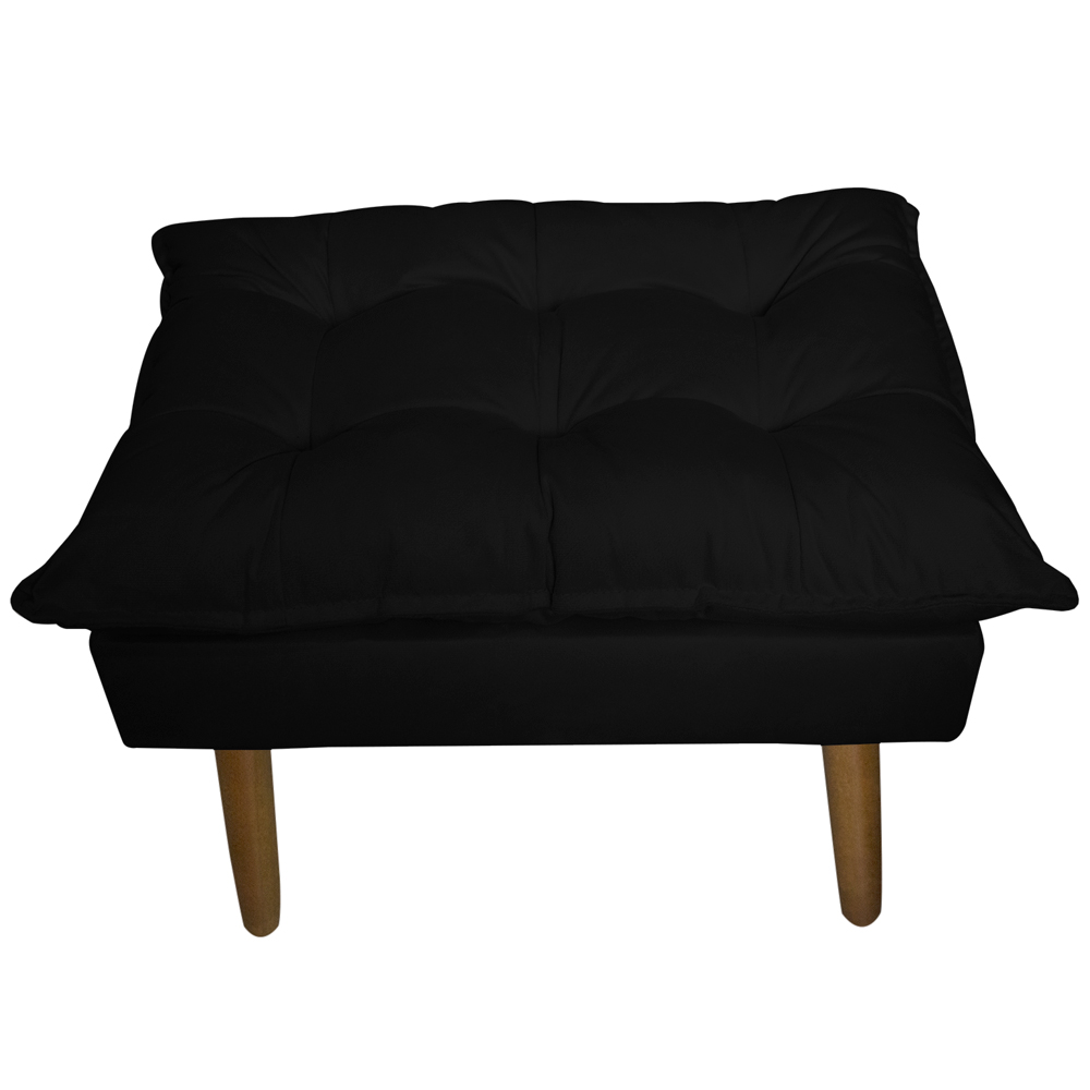 Kit 2 Puff Decorativo para Sala de Estar Opala Suede Preto - Montanaris Decor