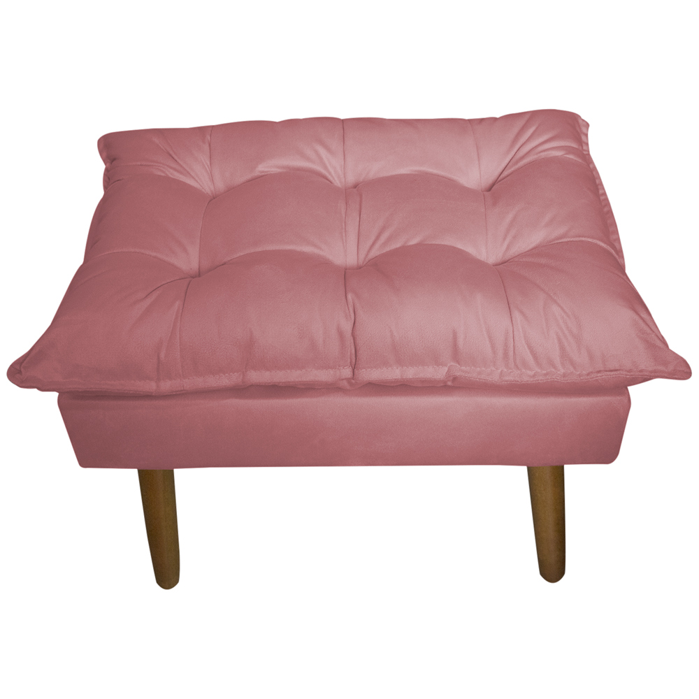 Kit 2 Puff Decorativo para Sala de Estar Opala Suede Rosa - Montanaris Decor