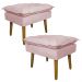 Kit 2 Puff Decorativo para Sala de Estar Opala Suede Rosa Claro - Montanaris Decor