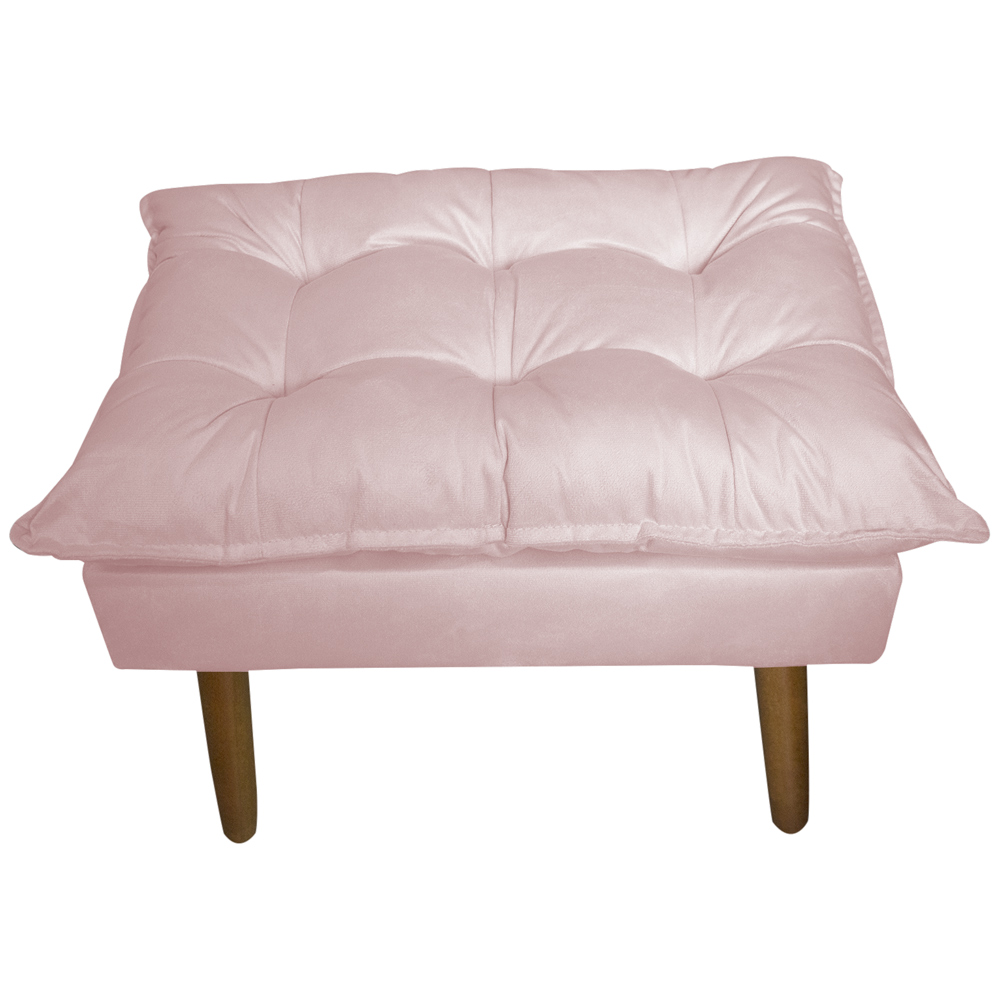 Kit 2 Puff Decorativo para Sala de Estar Opala Suede Rosa Claro - Montanaris Decor