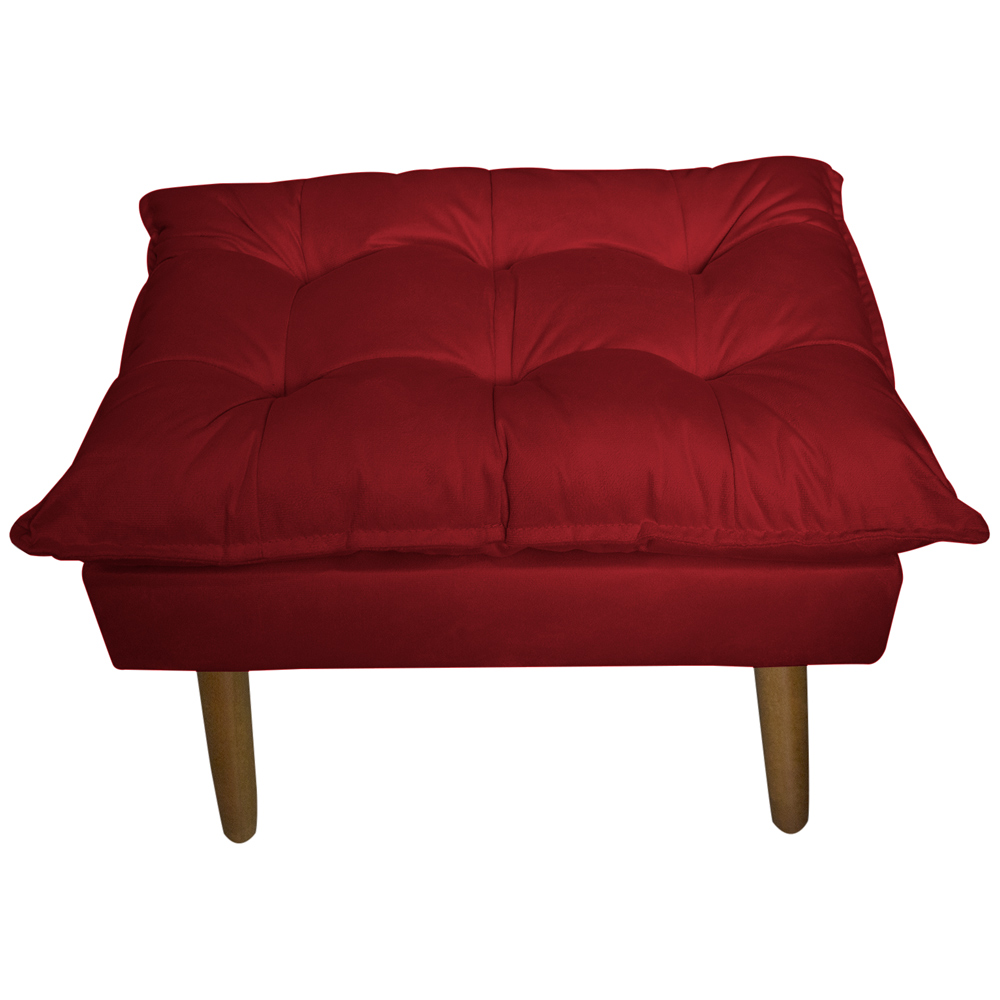 Kit 2 Puff Decorativo para Sala de Estar Opala Suede Vermelho - Montanaris Decor