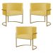 Kit 3 Poltronas Decorativa Sala de Estar Luana Base Gold Suede Amarelo - Montanaris Decor