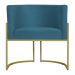 Kit 3 Poltronas Decorativa Sala de Estar Luana Base Gold Suede Azul - Montanaris Decor