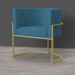 Kit 3 Poltronas Decorativa Sala de Estar Luana Base Gold Suede Azul - Montanaris Decor