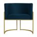 Kit 3 Poltronas Decorativa Sala de Estar Luana Base Gold Suede Azul Marinho - Montanaris Decor