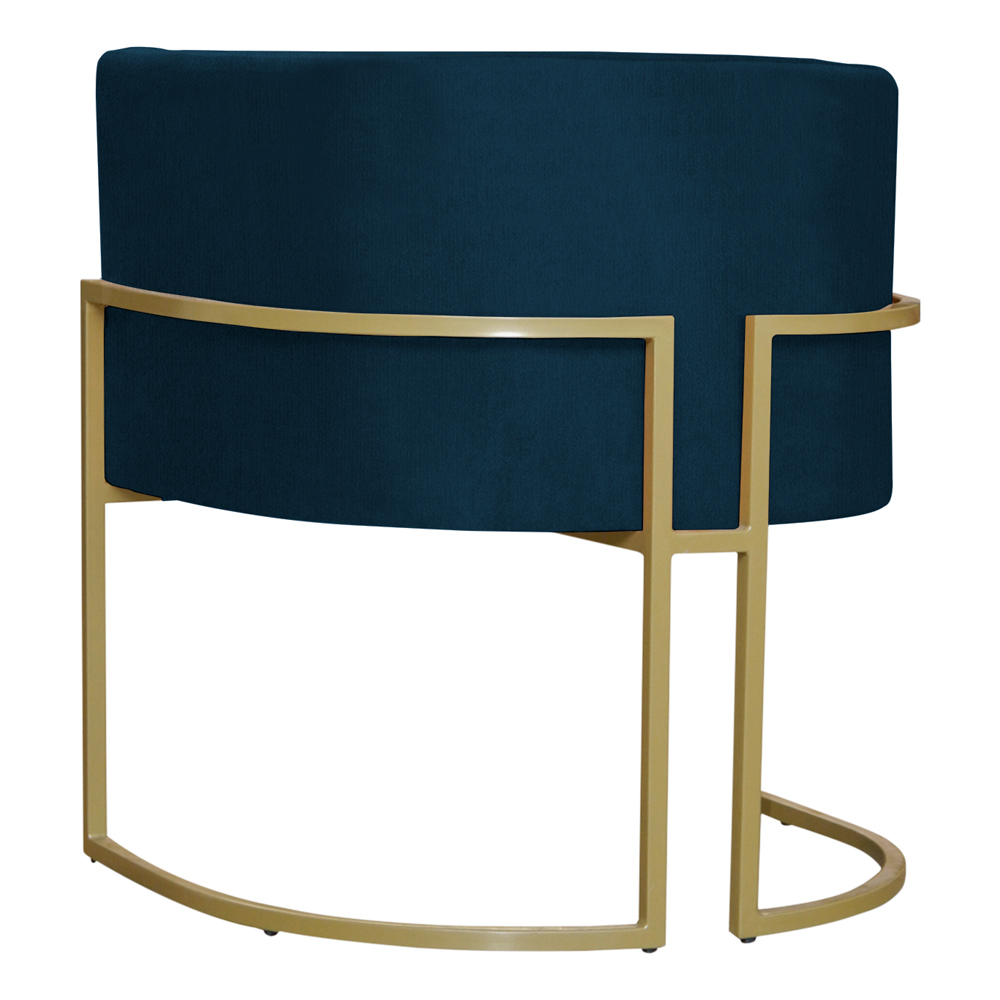 Kit 3 Poltronas Decorativa Sala de Estar Luana Base Gold Suede Azul Marinho - Montanaris Decor
