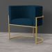 Kit 3 Poltronas Decorativa Sala de Estar Luana Base Gold Suede Azul Marinho - Montanaris Decor
