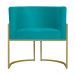 Kit 3 Poltronas Decorativa Sala de Estar Luana Base Gold Suede Azul Turquesa - Montanaris Decor