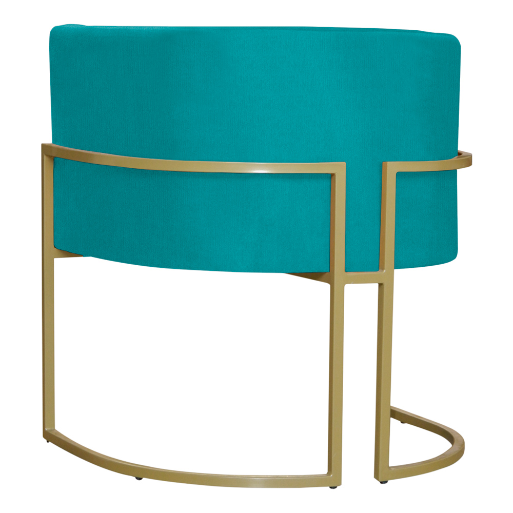 Kit 3 Poltronas Decorativa Sala de Estar Luana Base Gold Suede Azul Turquesa - Montanaris Decor