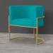 Kit 3 Poltronas Decorativa Sala de Estar Luana Base Gold Suede Azul Turquesa - Montanaris Decor