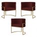 Kit 3 Poltronas Decorativa Sala de Estar Luana Base Gold Suede Bordô - Montanaris Decor