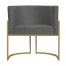 Kit 3 Poltronas Decorativa Sala de Estar Luana Base Gold Suede Cinza - Montanaris Decor