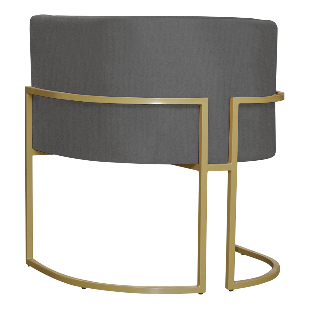 Kit 3 Poltronas Decorativa Sala de Estar Luana Base Gold Suede Cinza - Montanaris Decor