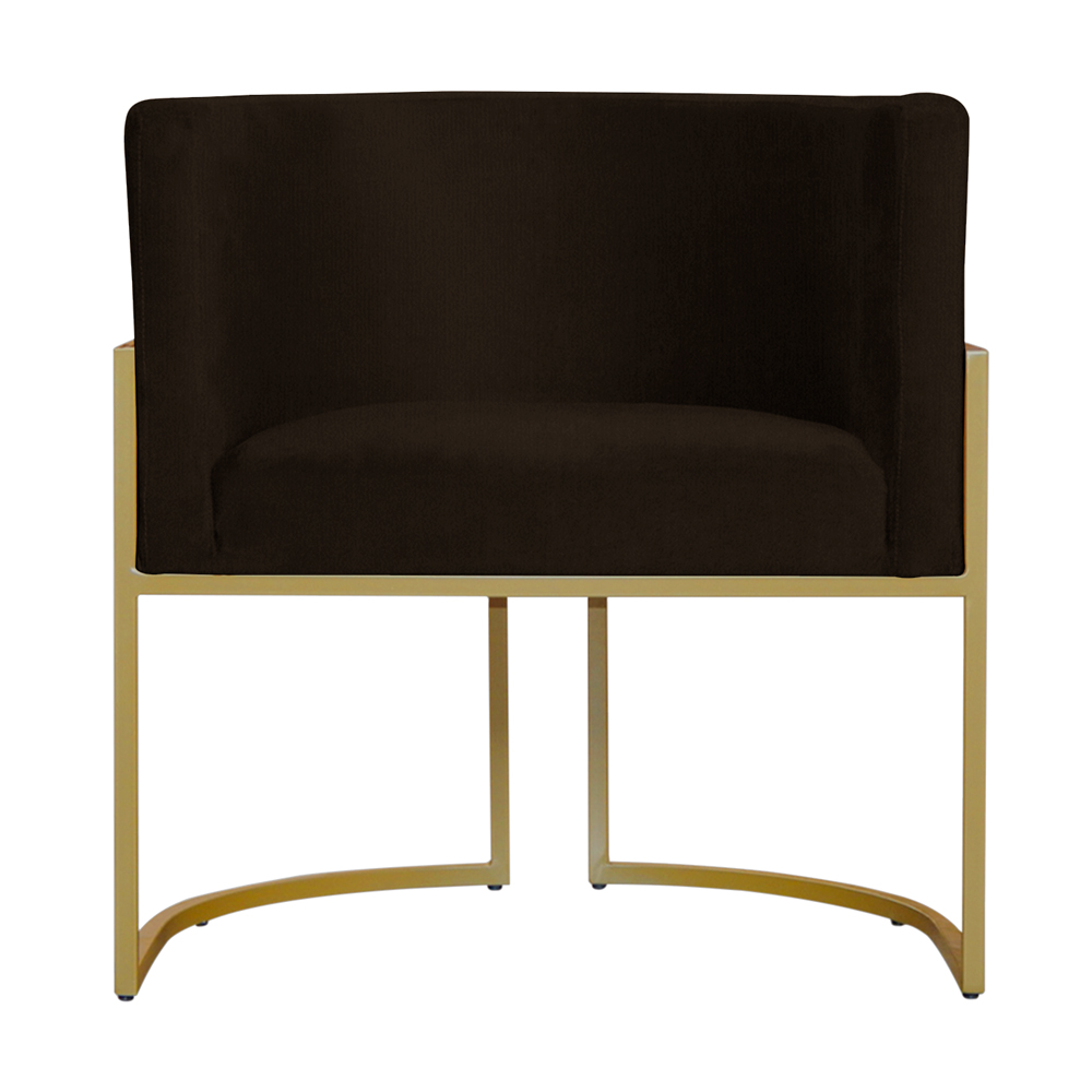 Kit 3 Poltronas Decorativa Sala de Estar Luana Base Gold Suede Marrom - Montanaris Decor
