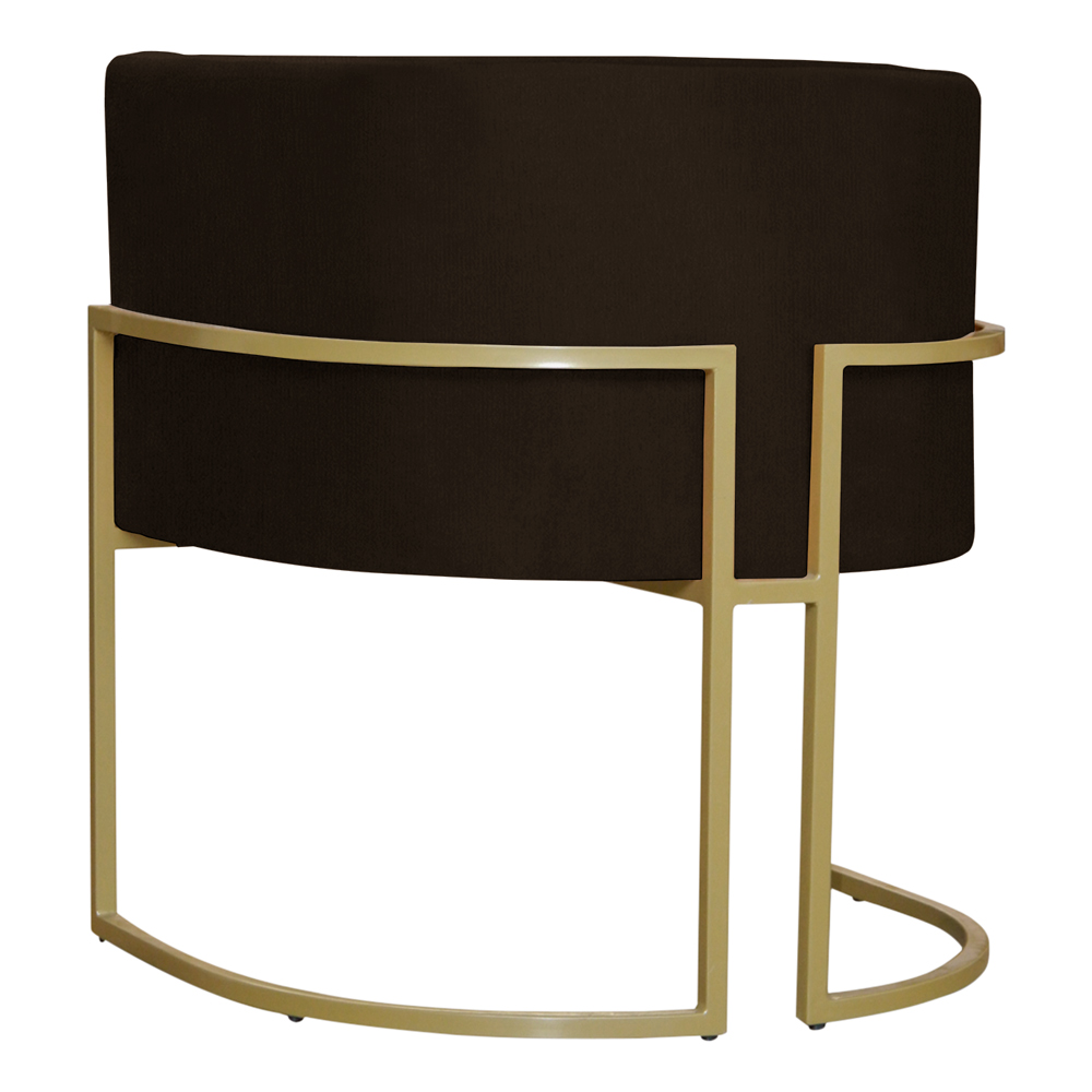 Kit 3 Poltronas Decorativa Sala de Estar Luana Base Gold Suede Marrom - Montanaris Decor