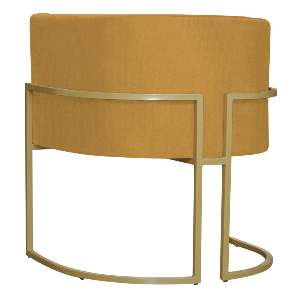 Kit 3 Poltronas Decorativa Sala de Estar Luana Base Gold Suede Mostarda - Montanaris Decor