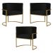 Kit 3 Poltronas Decorativa Sala de Estar Luana Base Gold Suede Preto - Montanaris Decor