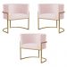 Kit 3 Poltronas Decorativa Sala de Estar Luana Base Gold Suede Rosa Claro - Montanaris Decor