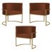 Kit 3 Poltronas Decorativa Sala de Estar Luana Base Gold Suede Terracota - Montanaris Decor