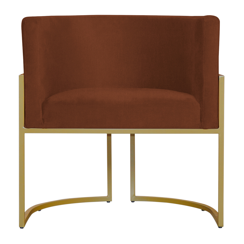 Kit 3 Poltronas Decorativa Sala de Estar Luana Base Gold Suede Terracota - Montanaris Decor