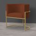 Kit 3 Poltronas Decorativa Sala de Estar Luana Base Gold Suede Terracota - Montanaris Decor